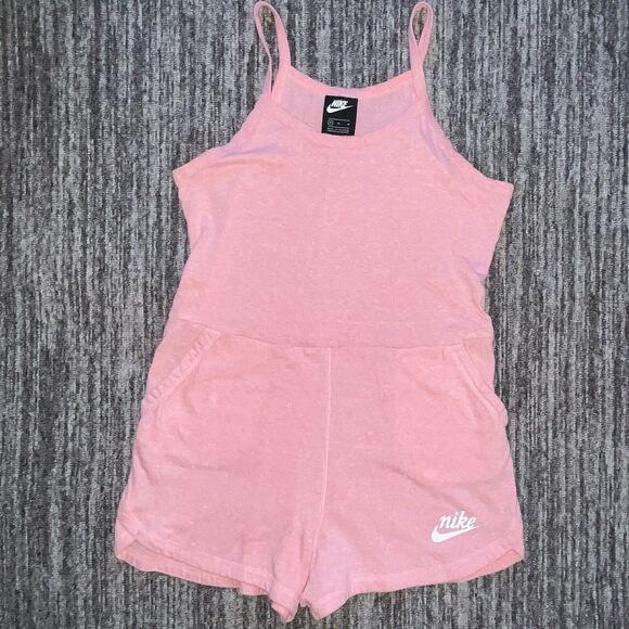 Nike Pants - Vintage Nike Womens Romper Size Medium Coral Pink Sleeveless Organic Cotton Logo